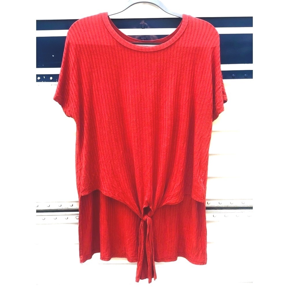 TIME AND TRU Ribbed Tie Front Hi Low Top L 12-14